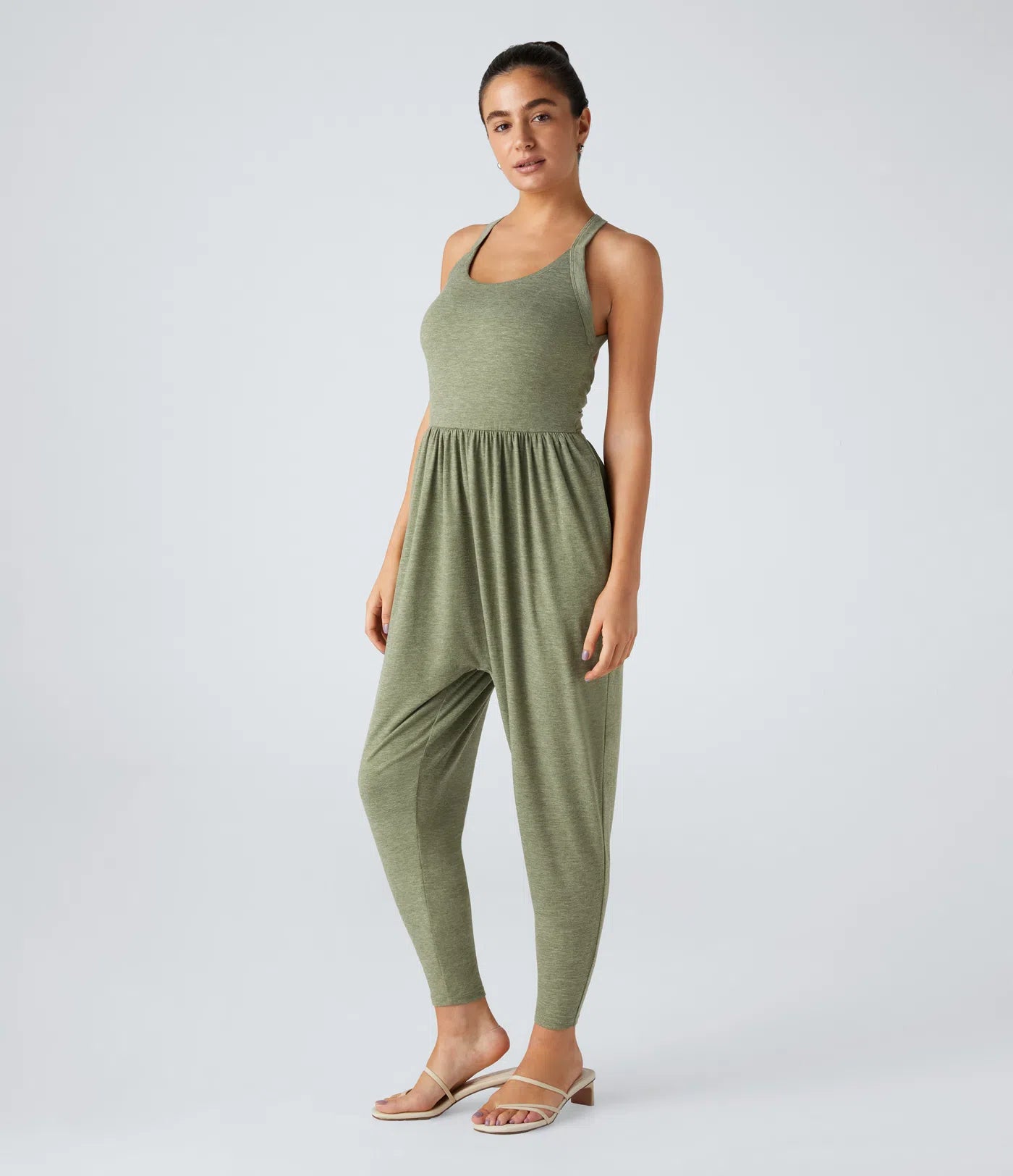 Velano's Backless Twisted U Neck Side Pocket Casual Jumpsuit